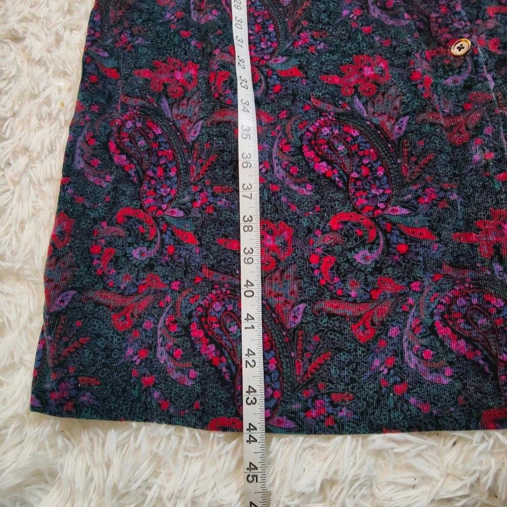 L.L. Bean Paisley Corduroy Pinafore Dress Cottagecore Button Front Vintage USA - Picture 9 of 9